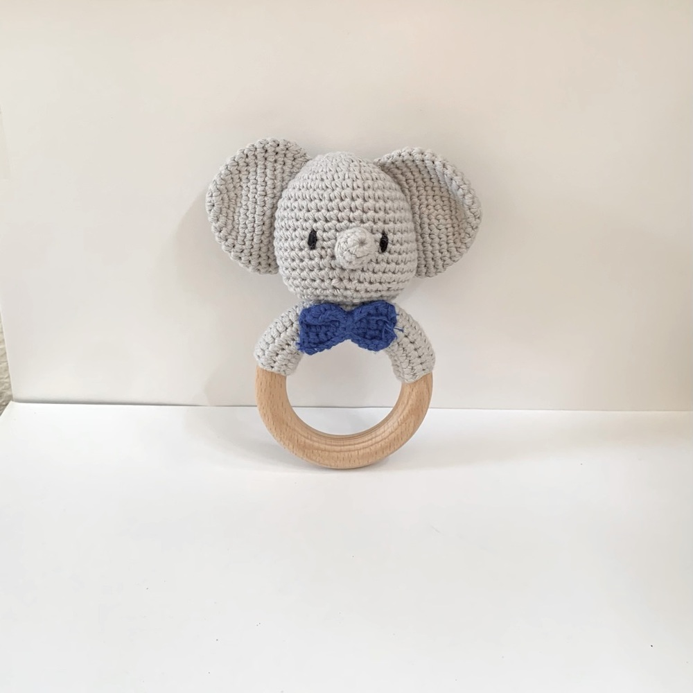 Baby/ Toddler Handmade Elephant Crochet Baby Rattle.